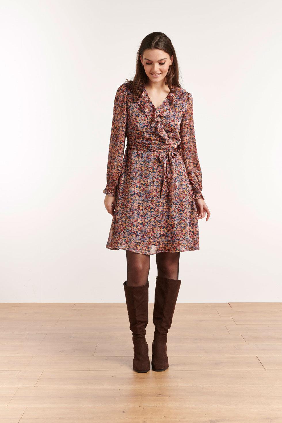 22503 Ruffle Jurk Ditsy Bloemprint