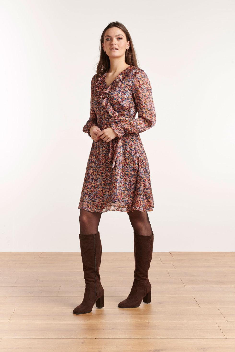 22503 Ruffle Jurk Ditsy Bloemprint