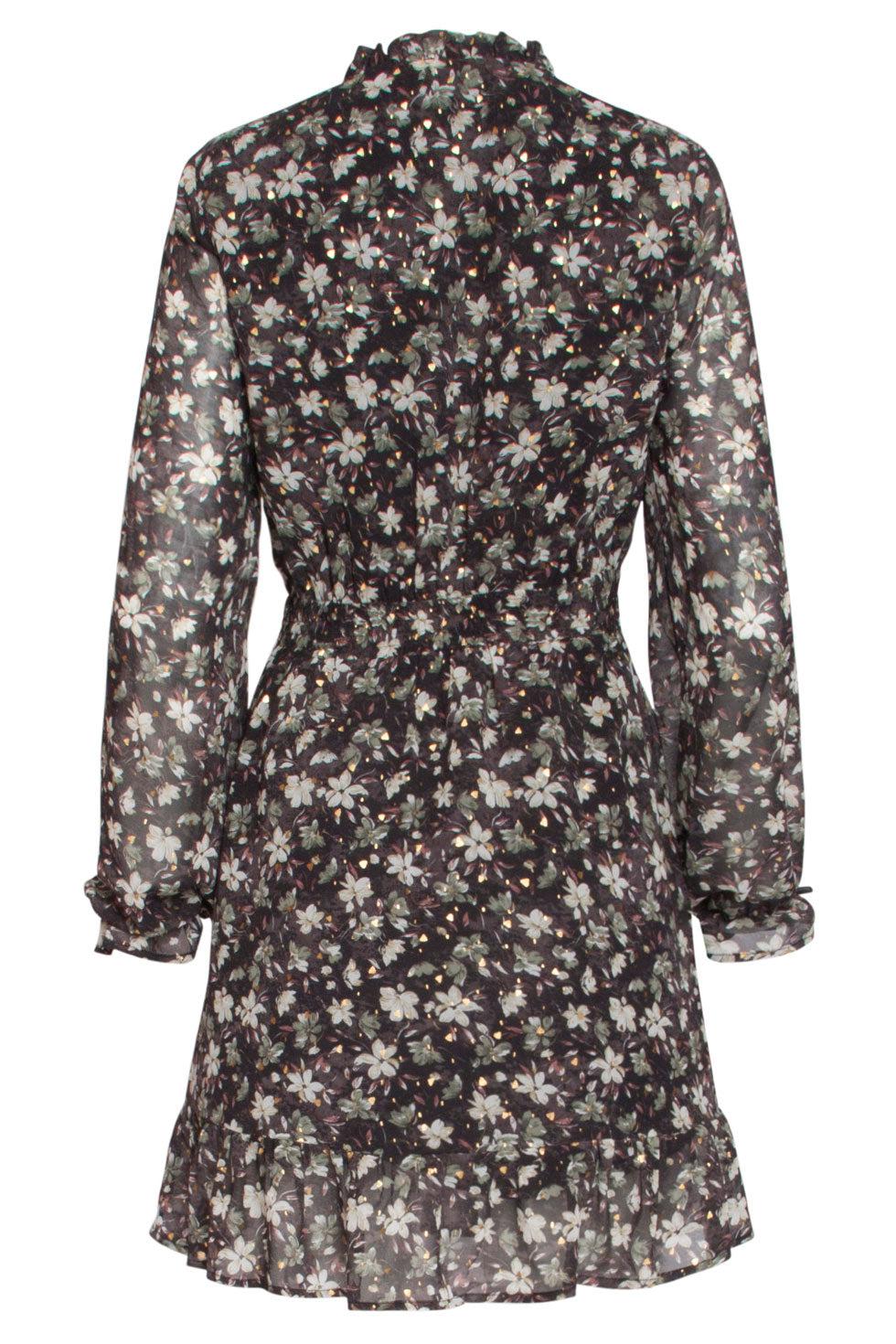 22504 Korte Jurk Bloemenprint Folie