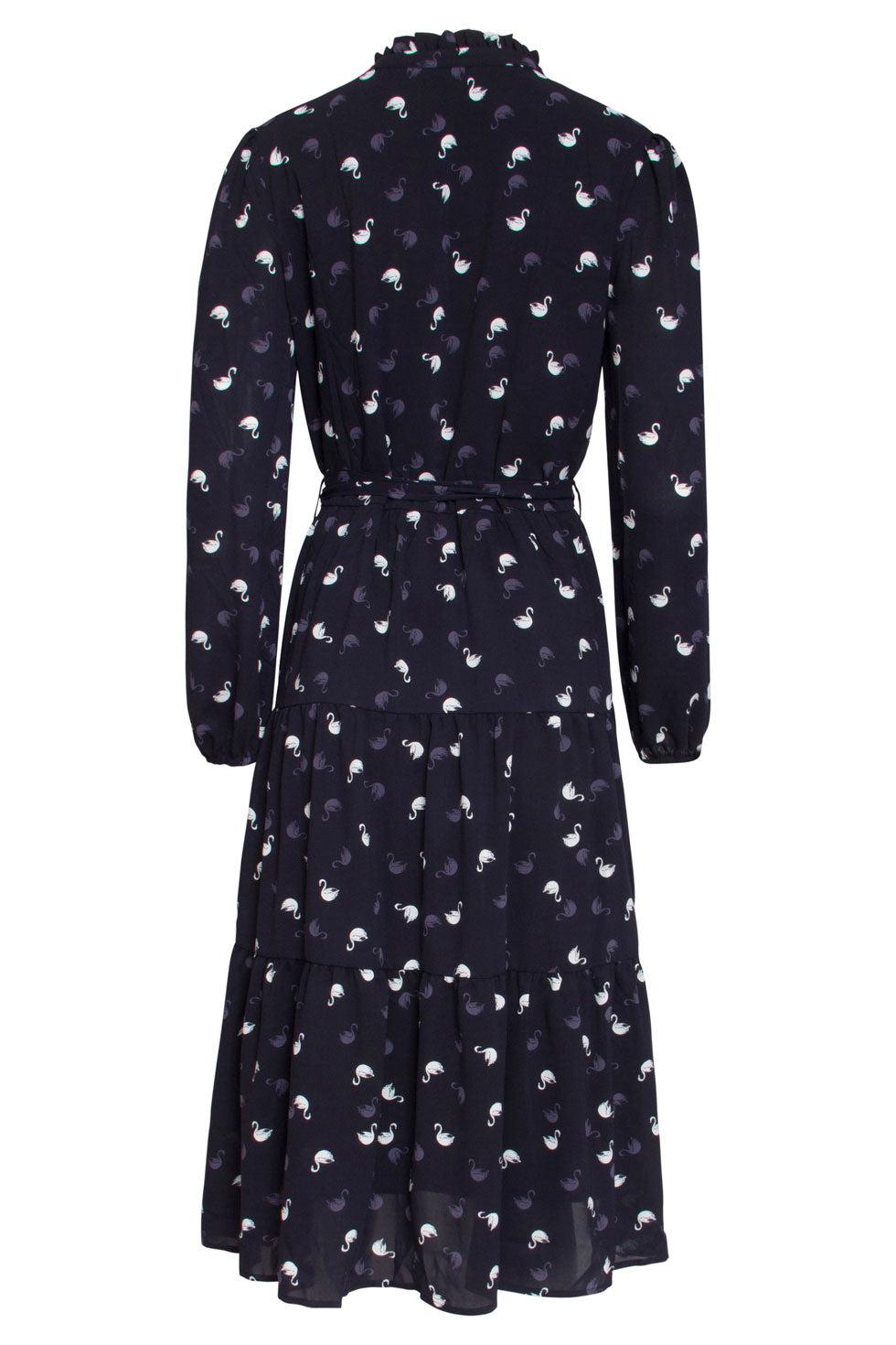 22516 Midi Jurk Zwanenprint
