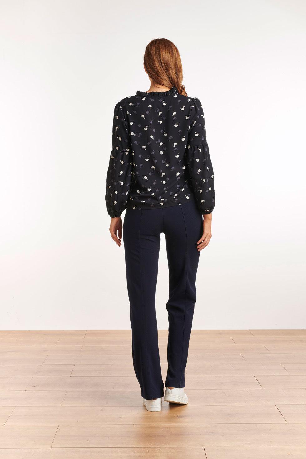 22517 Lange Mouwen Top Zwanenprint