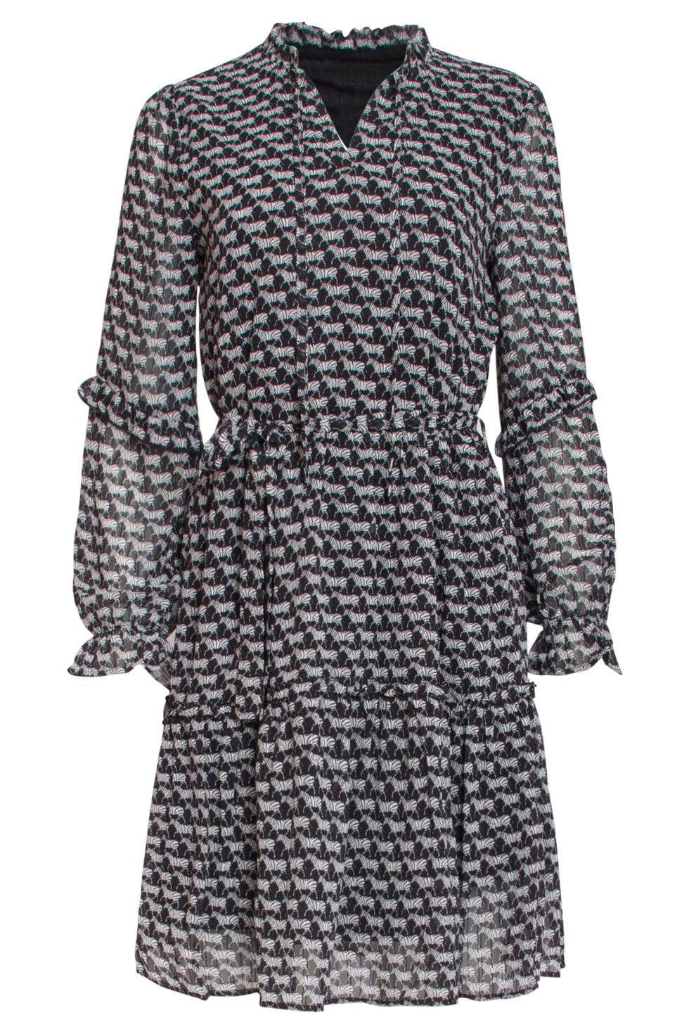 22522 Korte Chiffon Jurk Zebraprint