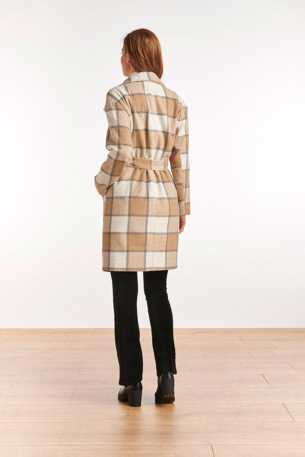 22531 Jas Halflang Ceintuur Ruit Print