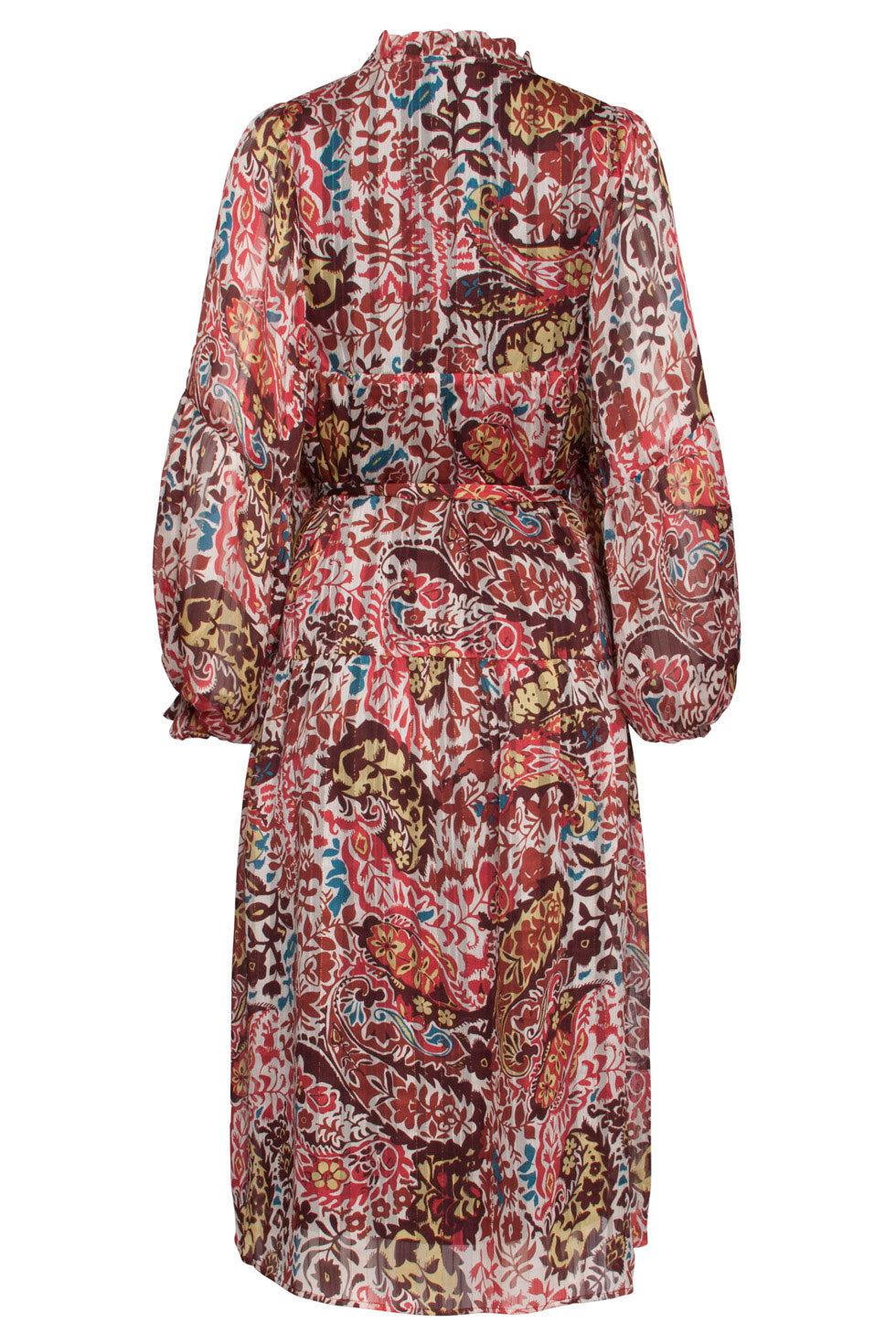 22534 Chiffon Midi Boho Jurk Pofmouwen