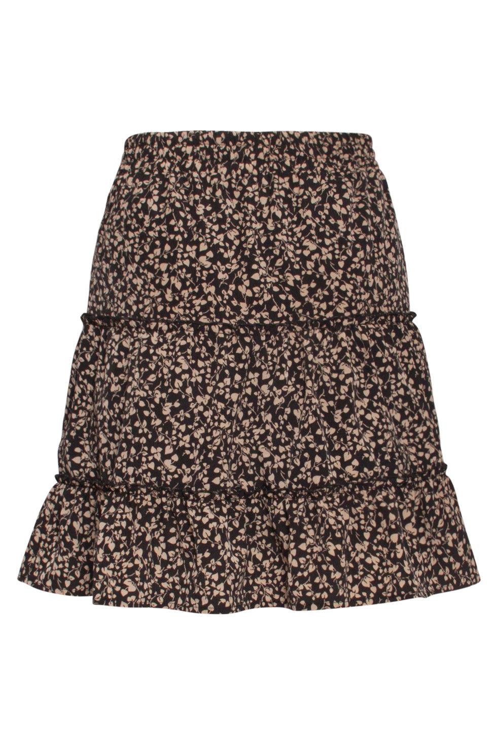 22543 Bladeren Print Rok Ruffle