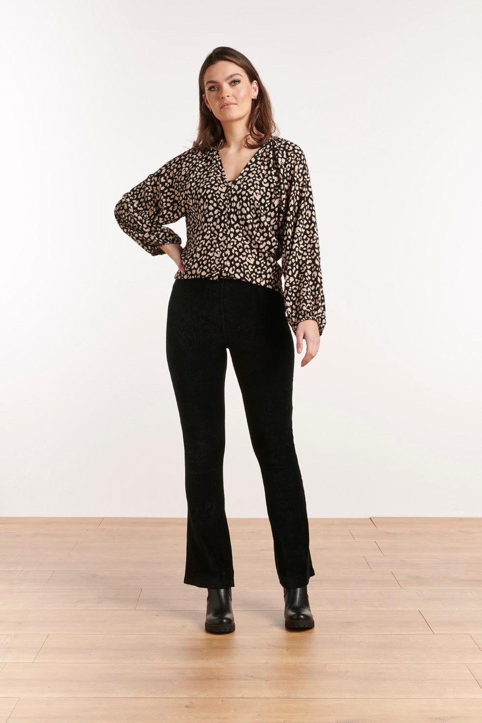 22546 Rayon Lange Mouwen Top Dierenprint