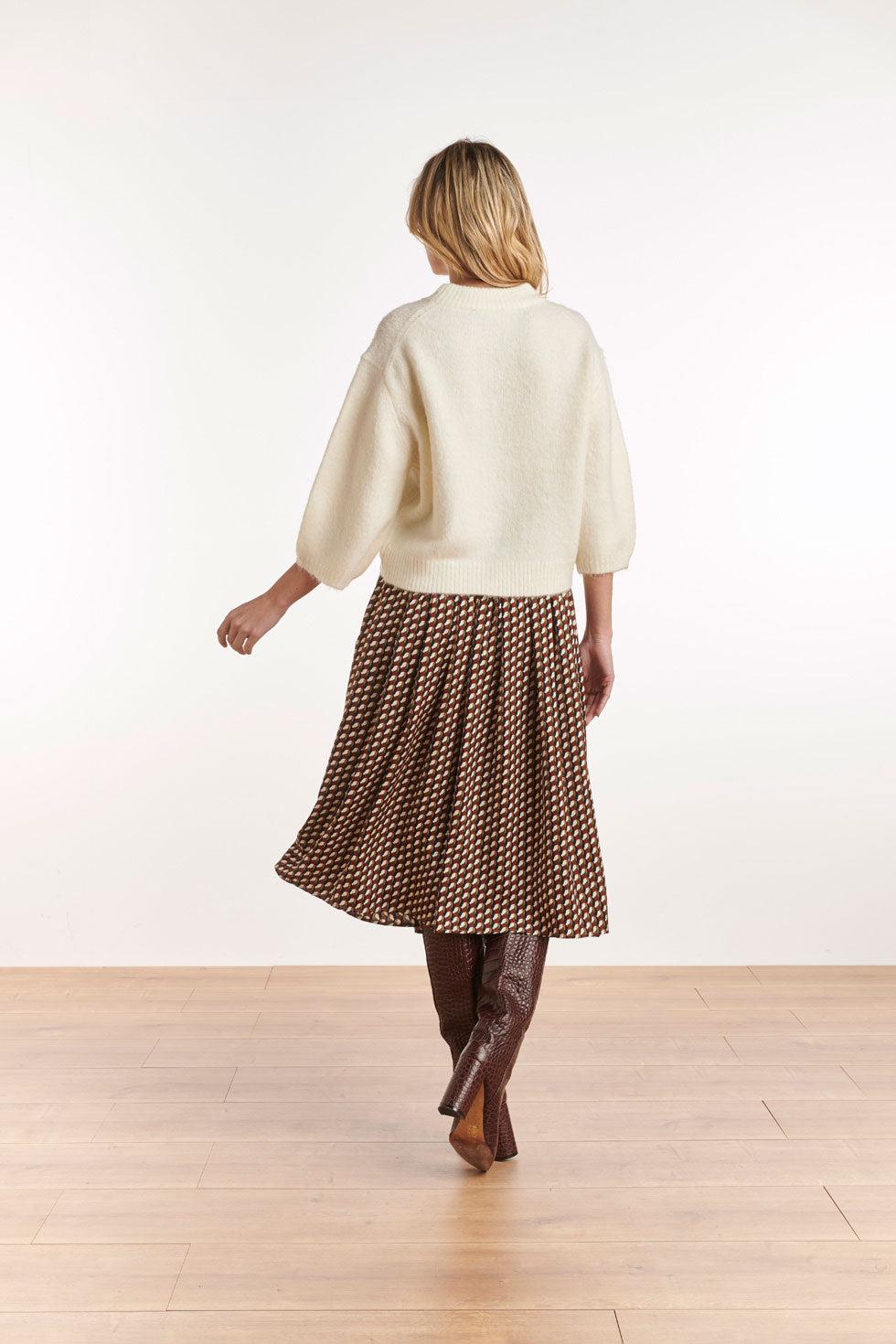 22548 Rok Grafische Print Plooien