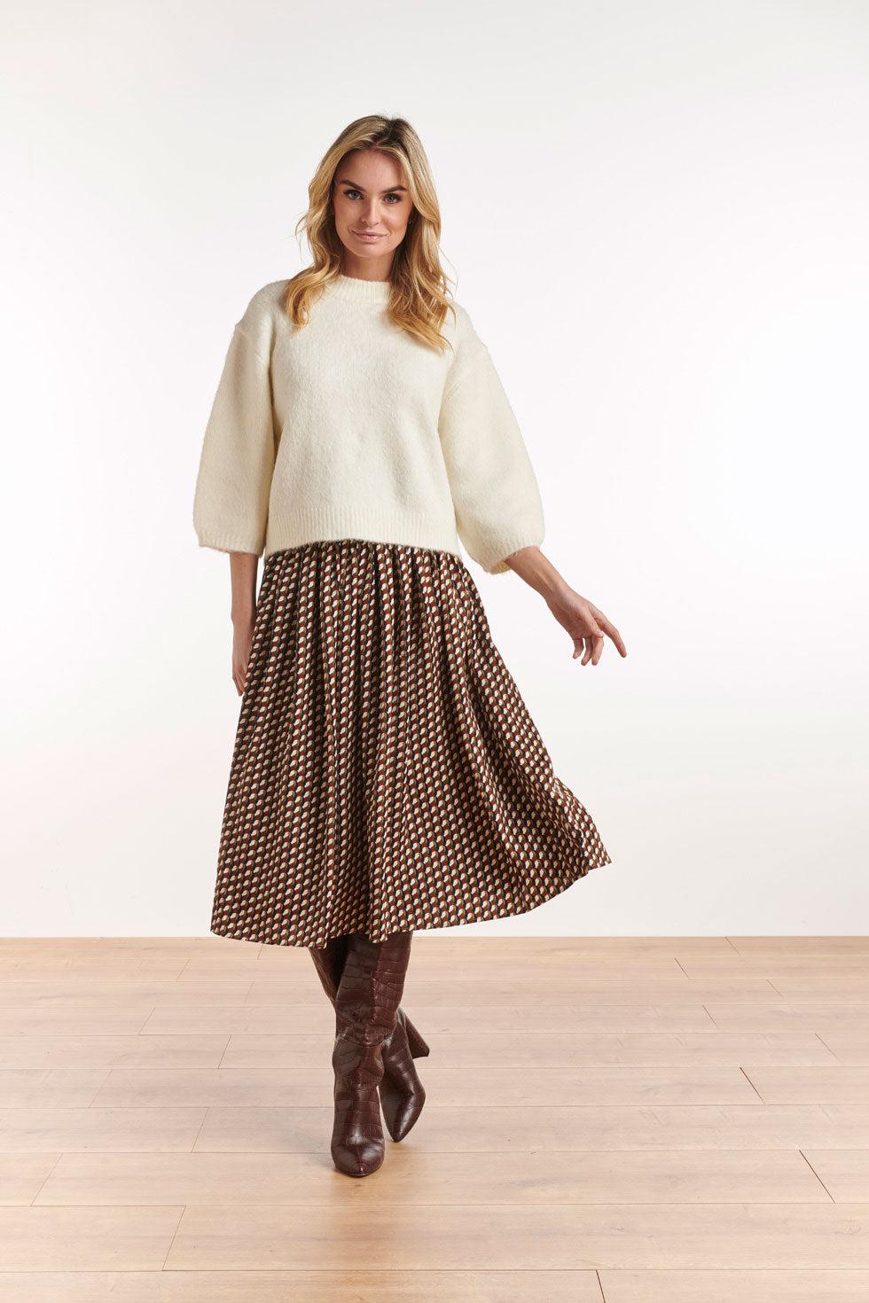 22548 Rok Grafische Print Plooien
