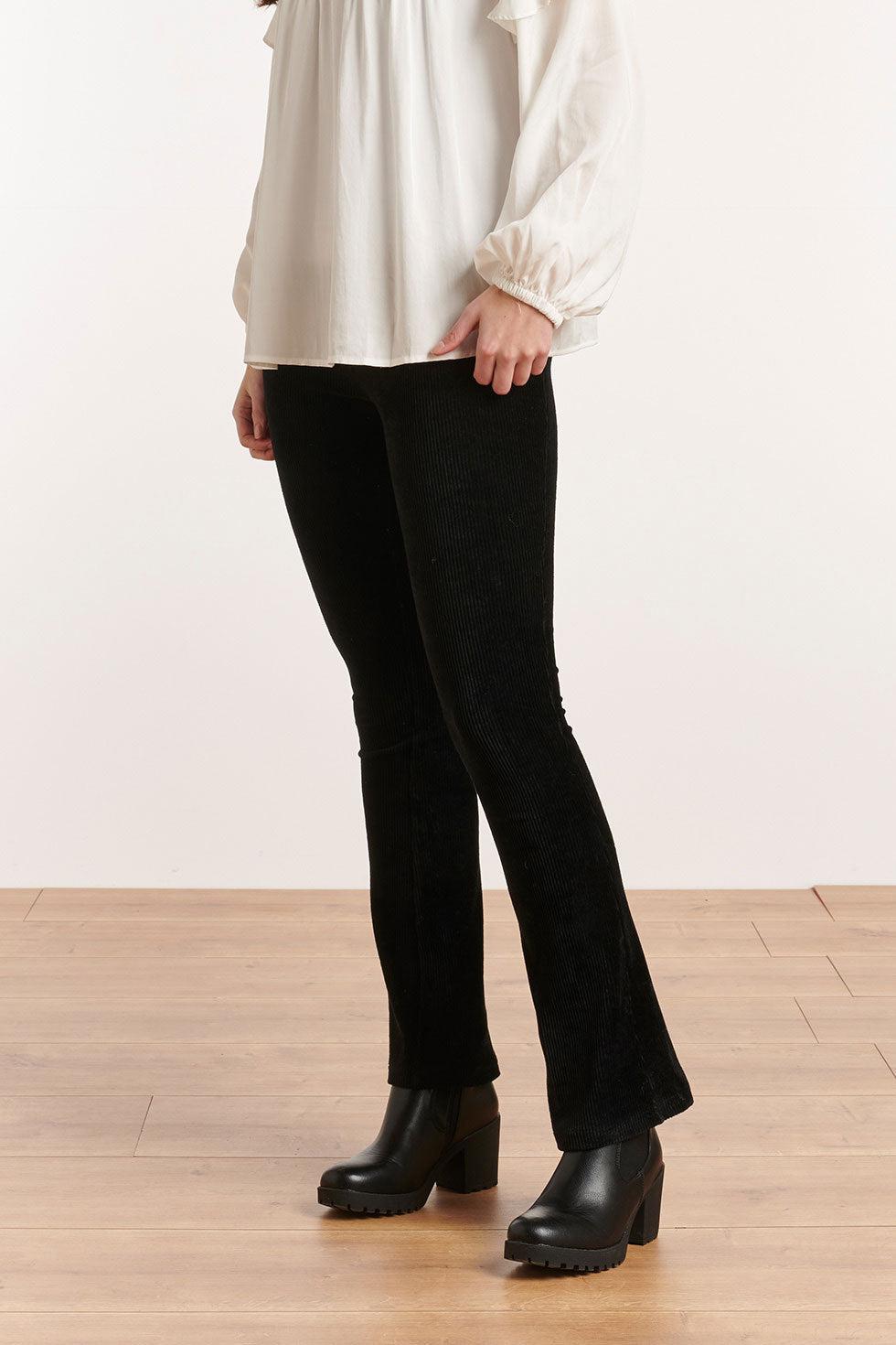 22606 Stretch Broek Rib Zwart