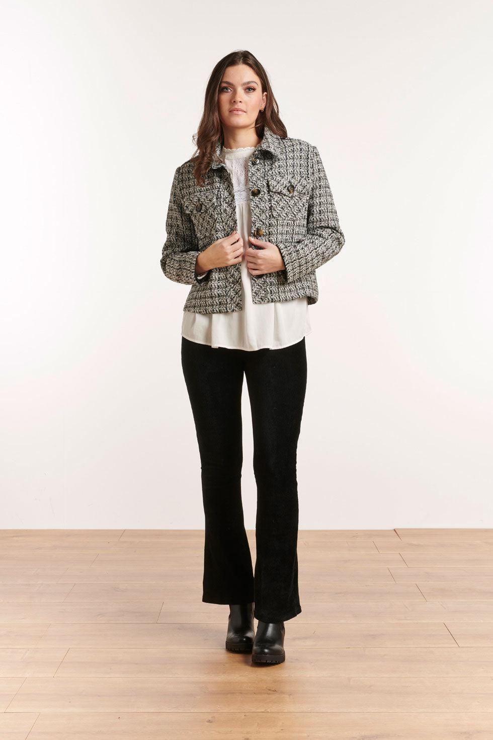 22606 Stretch Broek Rib Zwart