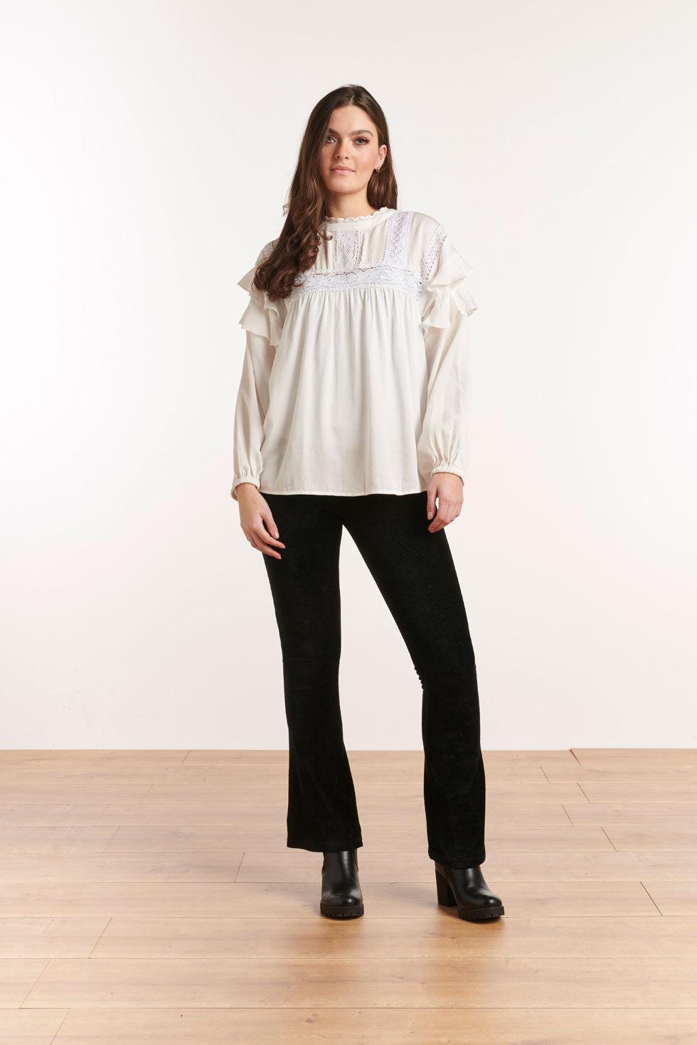 22606 Stretch Broek Rib Zwart