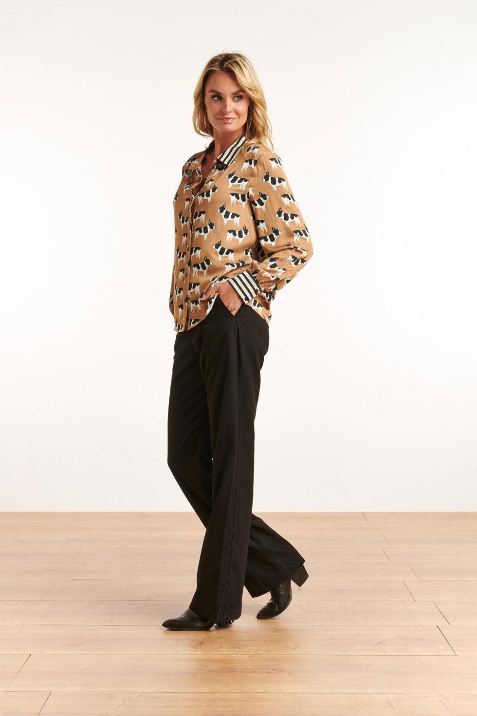22646 Blouse Hond Print Rayon