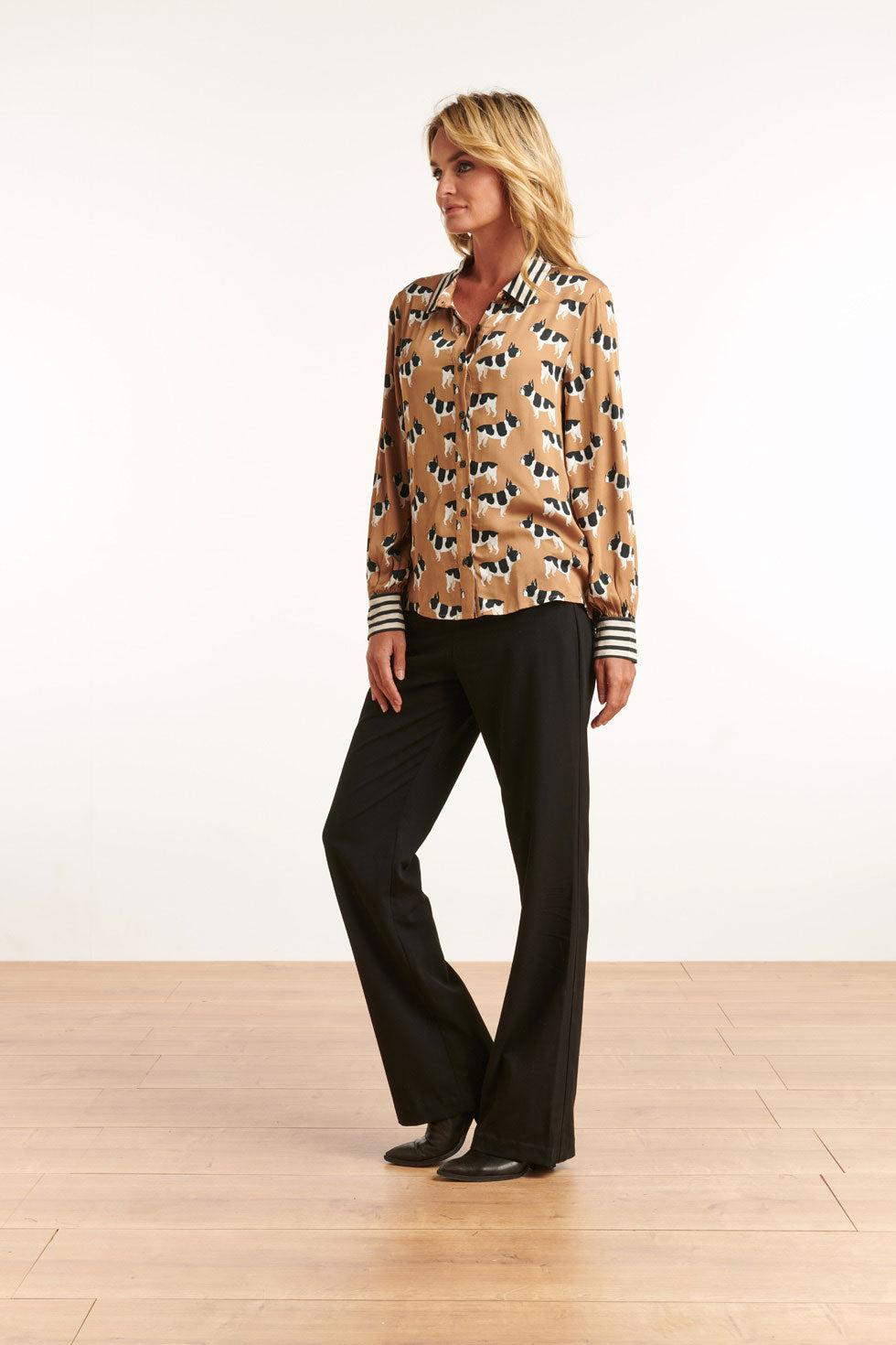 22646 Blouse Hond Print Rayon