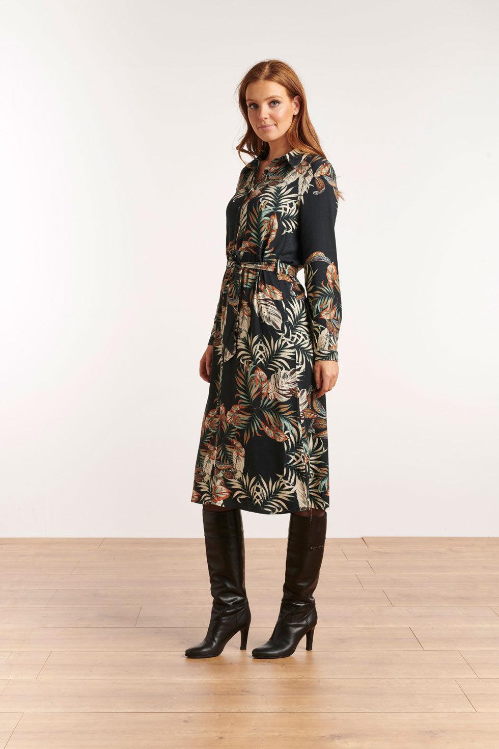 22651 Blousejurk Print Bladeren