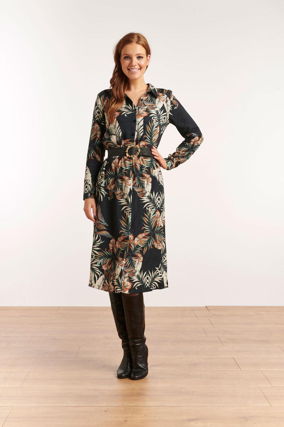 22651 Blousejurk Print Bladeren