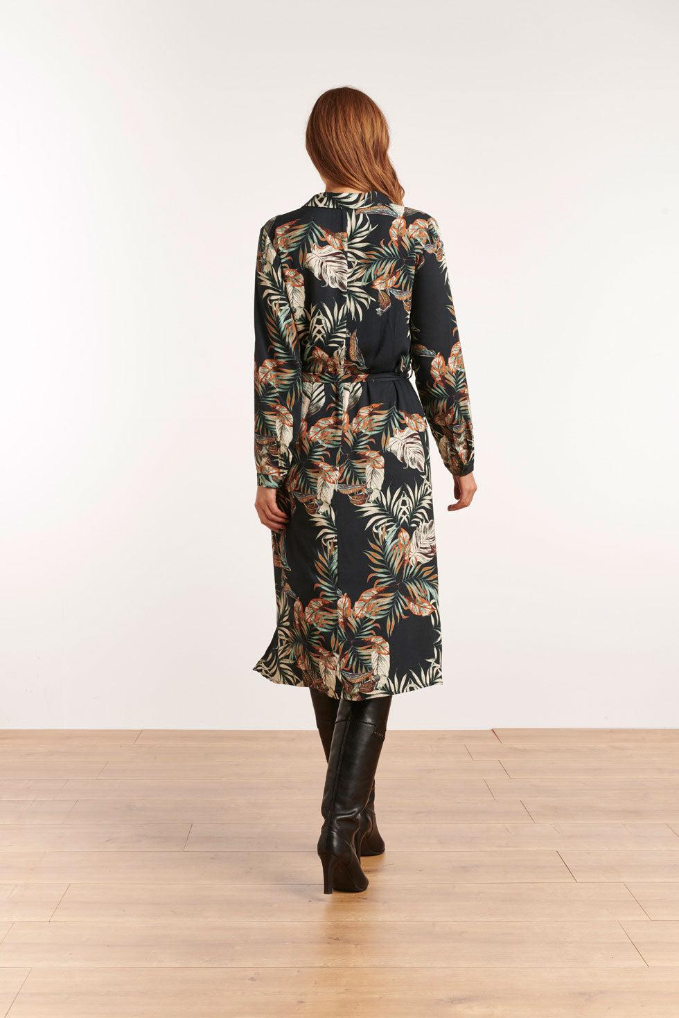 22651 Blousejurk Print Bladeren