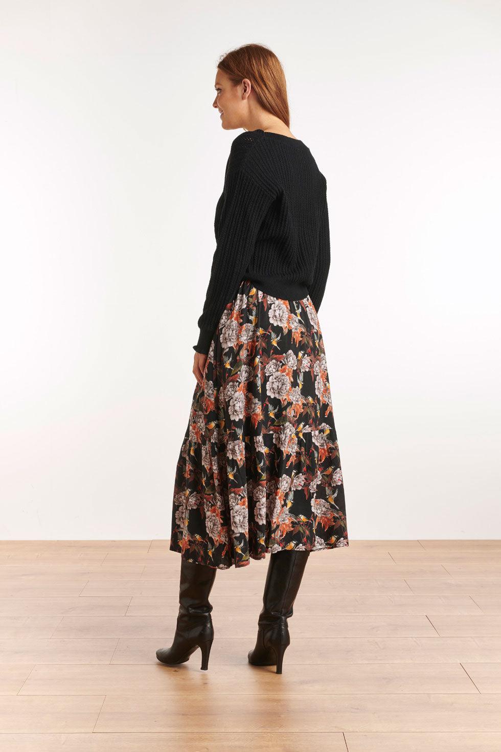 22653 Maxi Rok Herfst Print