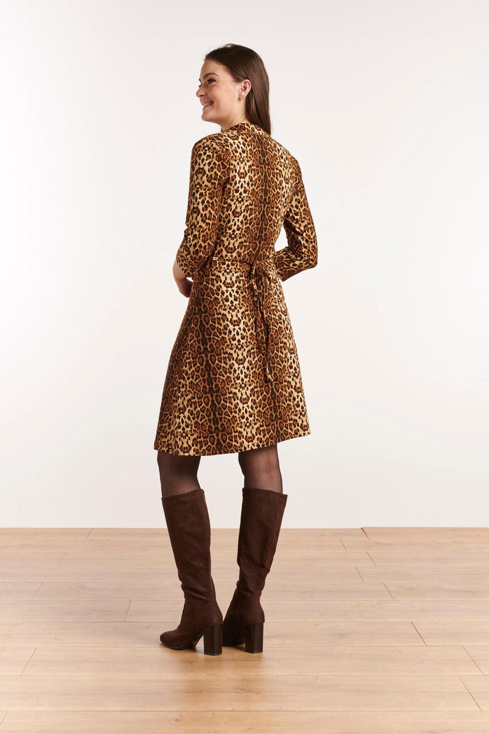 22659 Stretch Jurk Overslag Dierenprint