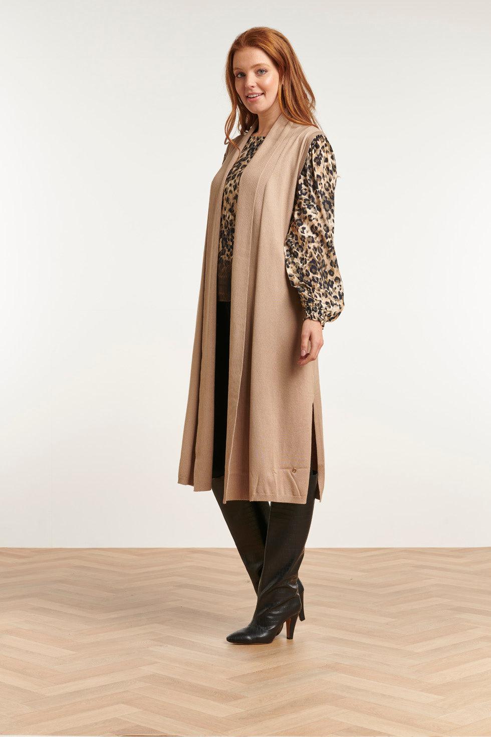 22662 Mouwloos Vest Gebreid Beige