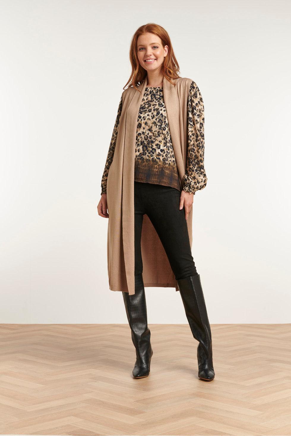 22662 Mouwloos Vest Gebreid Beige