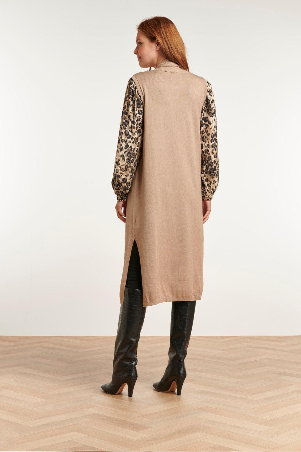 22662 Mouwloos Vest Gebreid Beige