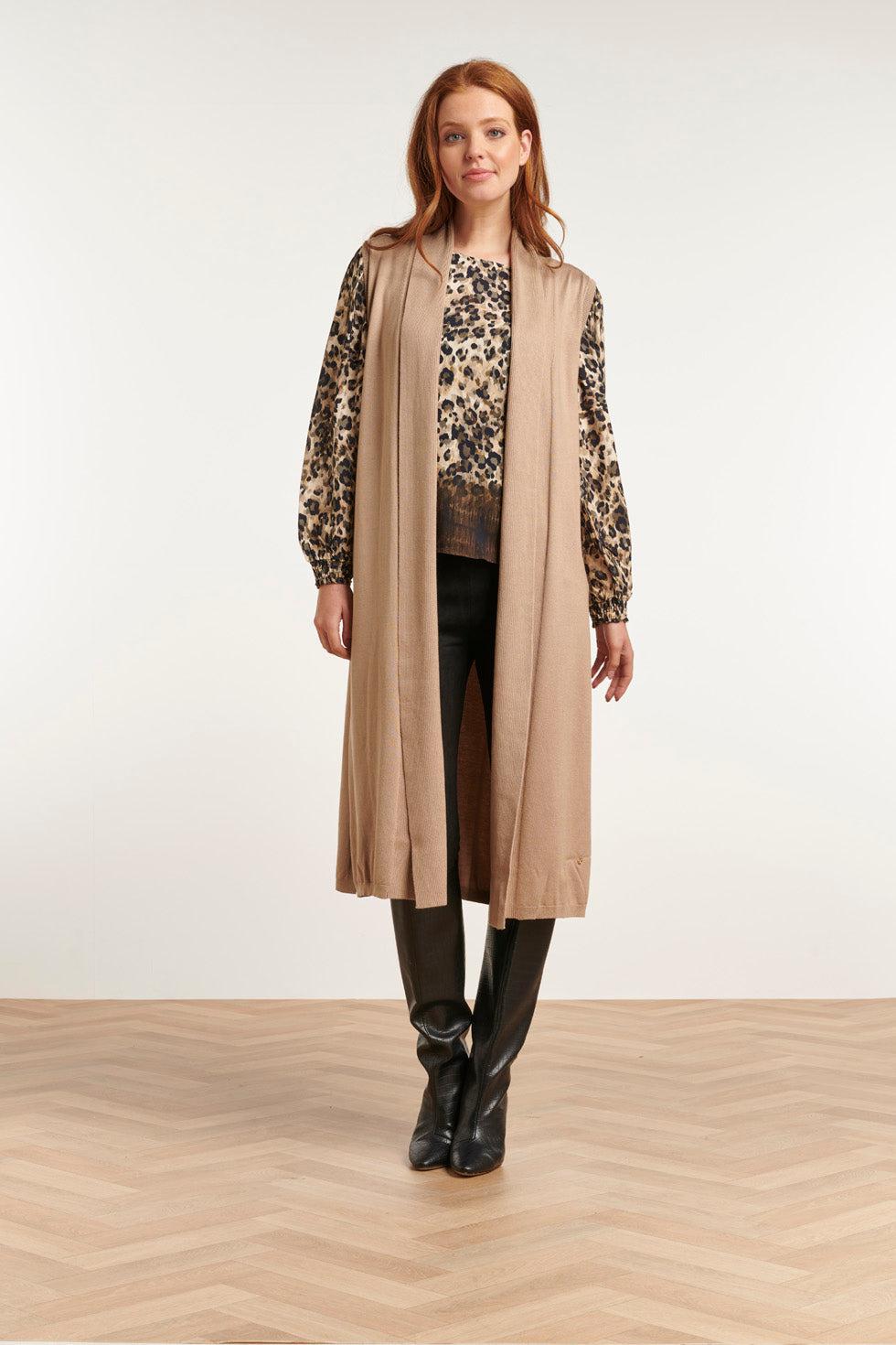 22662 Mouwloos Vest Gebreid Beige