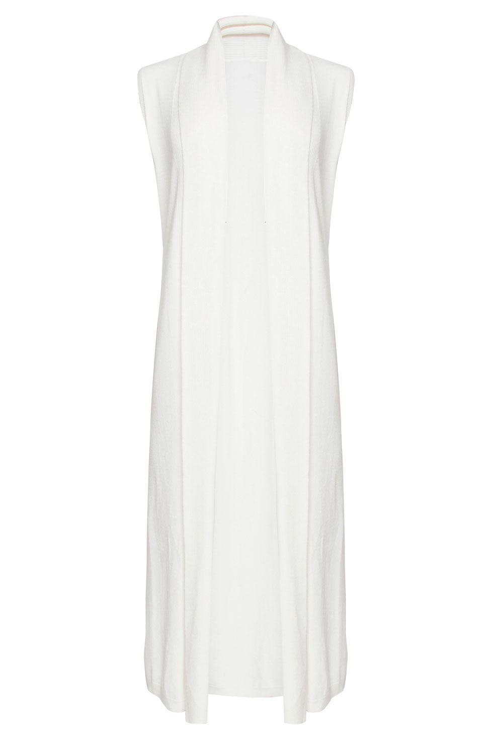 22662 Mouwloos Vest Gebreid Wit