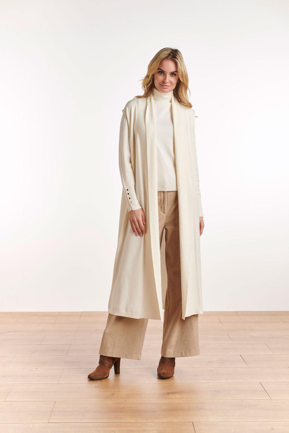 22662 Mouwloos Vest Gebreid Wit
