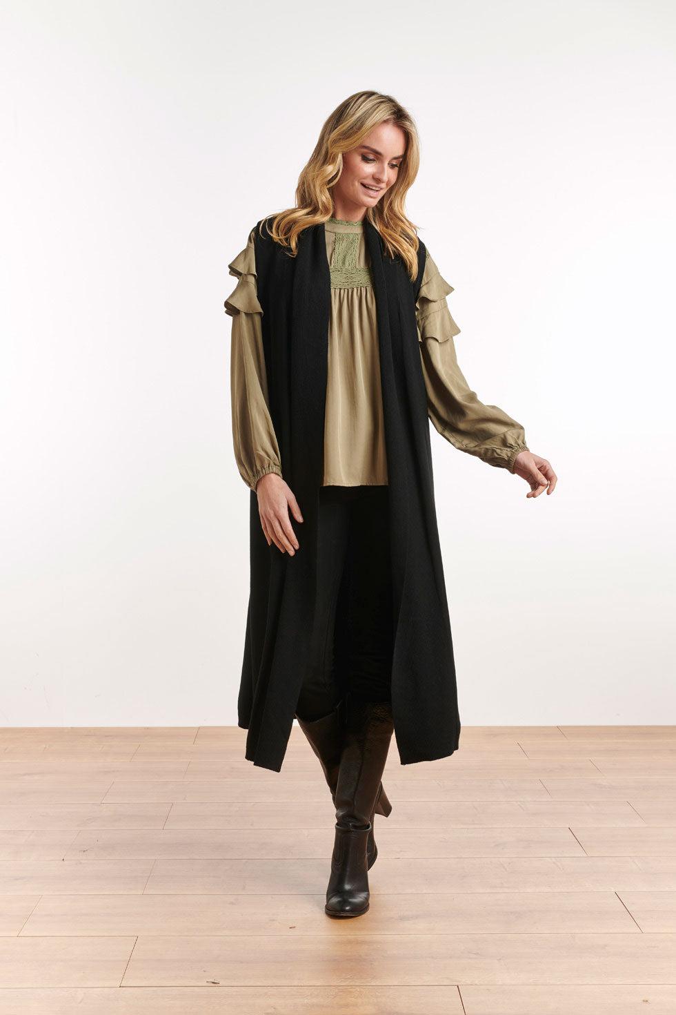 22662 Mouwloos Vest Gebreid Zwart