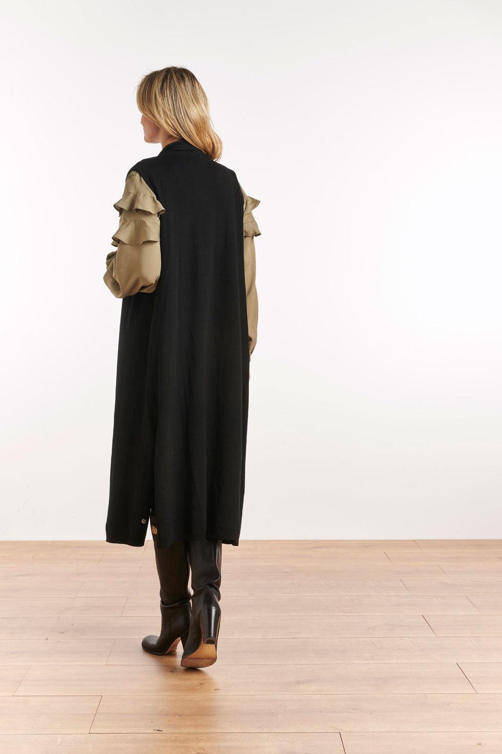 22662 Mouwloos Vest Gebreid Zwart
