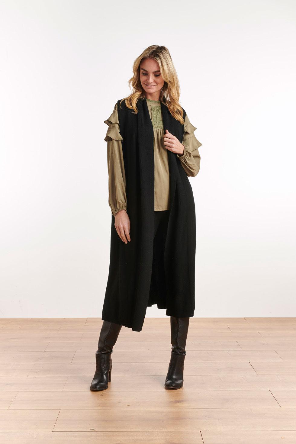 22662 Mouwloos Vest Gebreid Zwart