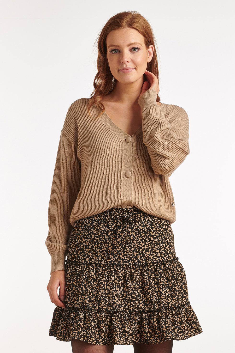 22663 Vest Ribgebreid Beige