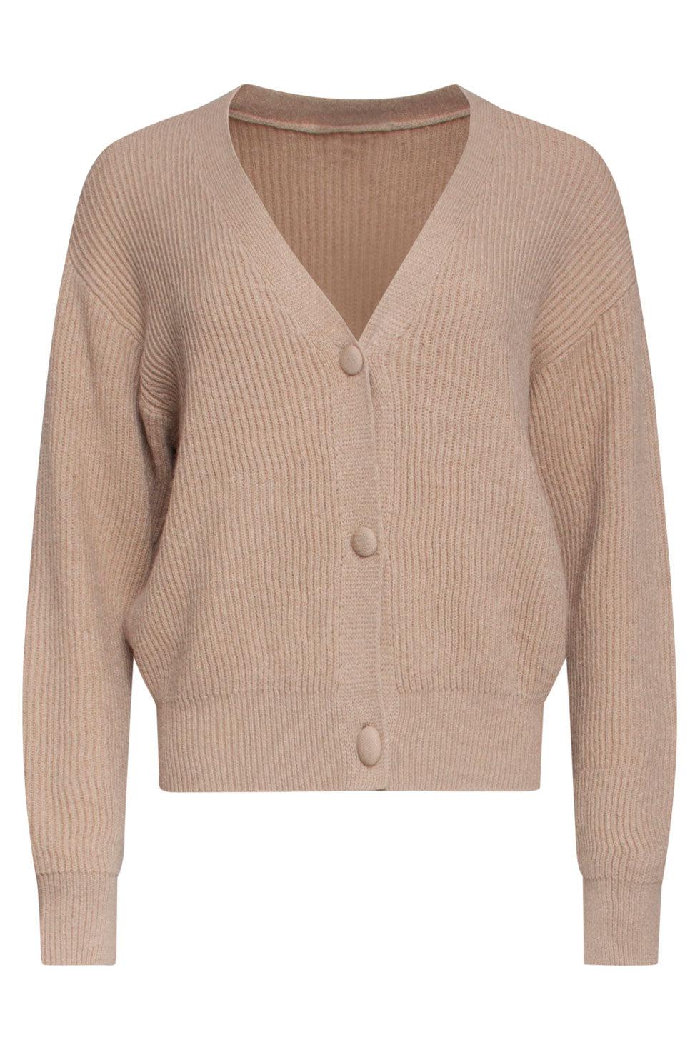 22663 Vest Ribgebreid Beige