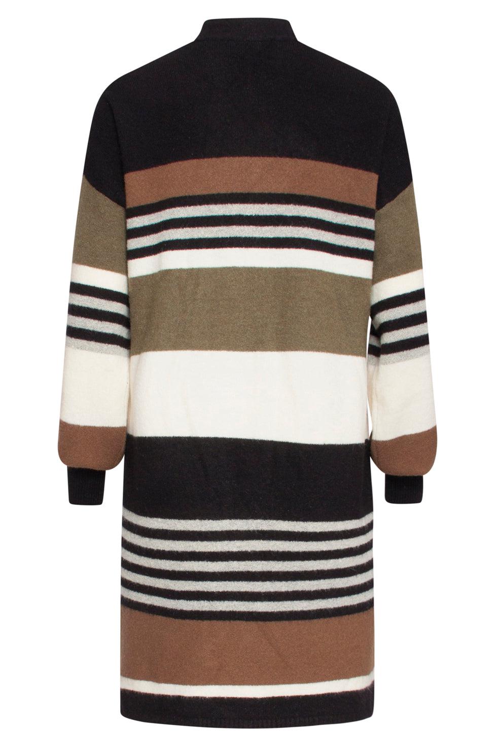 22666 Vest Lang Gebreid Gestreept Print