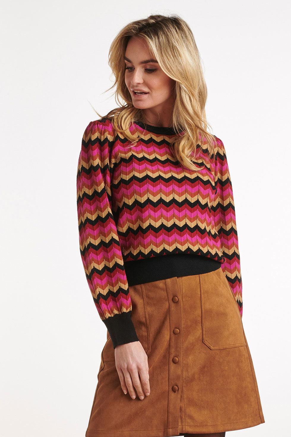 22682 Trui Zigzag Lange Pofmouwen