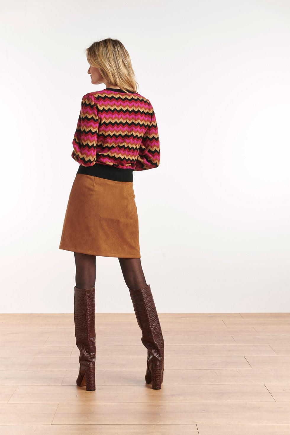 22682 Trui Zigzag Lange Pofmouwen