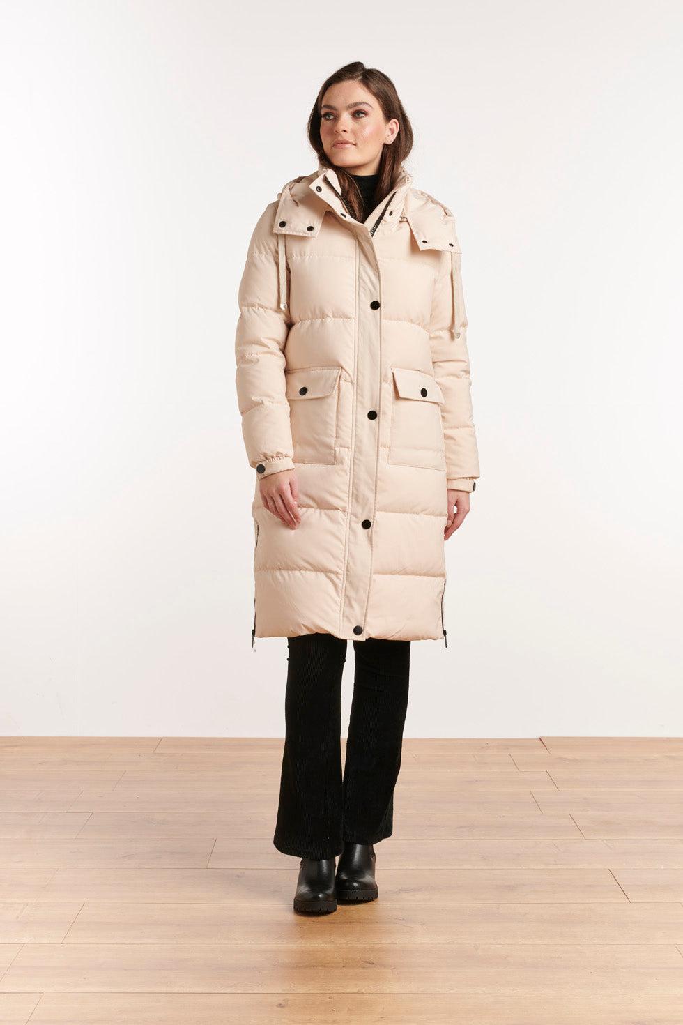 22748 Gewatteerde Jas Halflang Beige