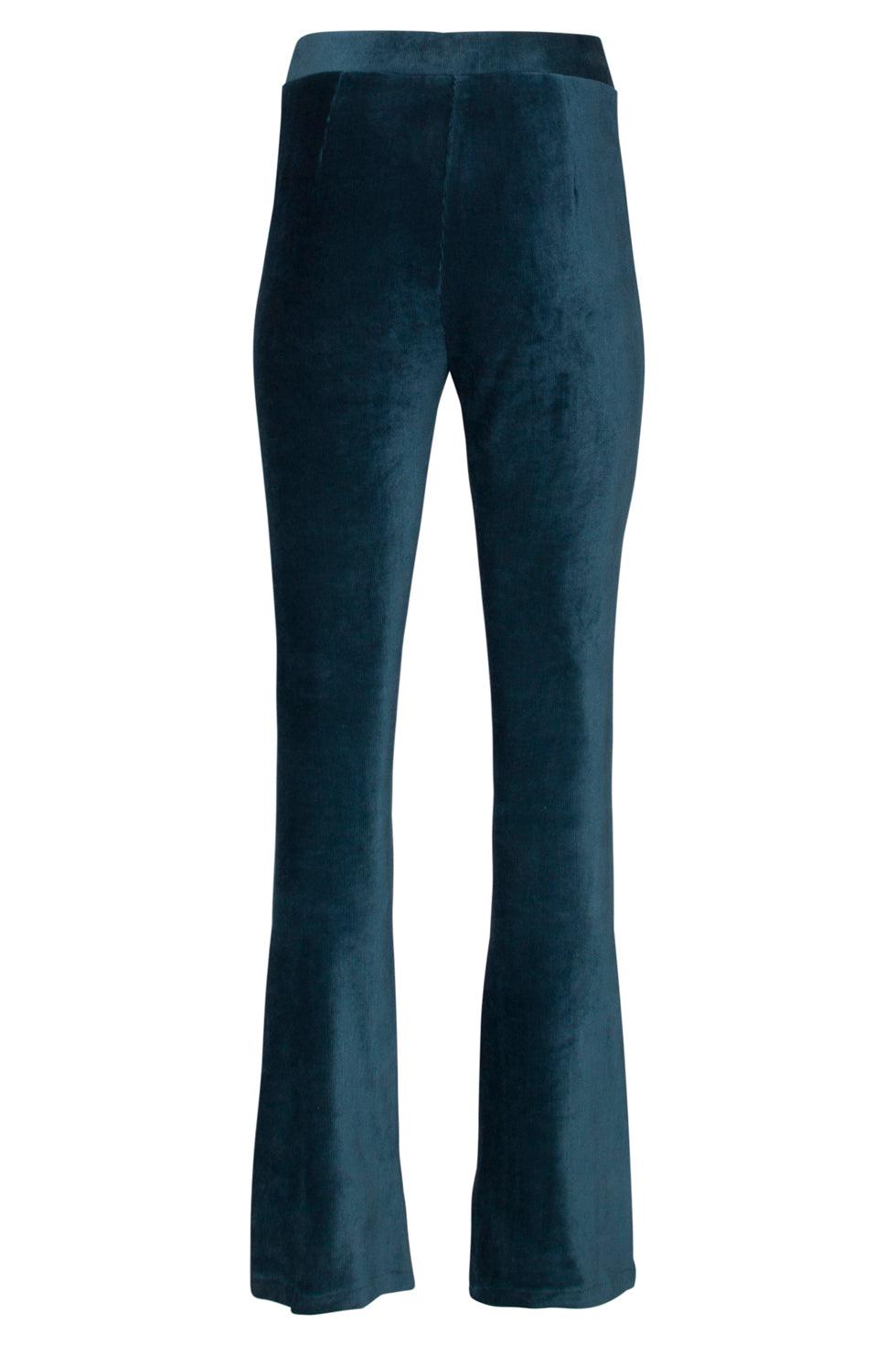 22830 Flared Broek Met Rib Fluweel In Petrol