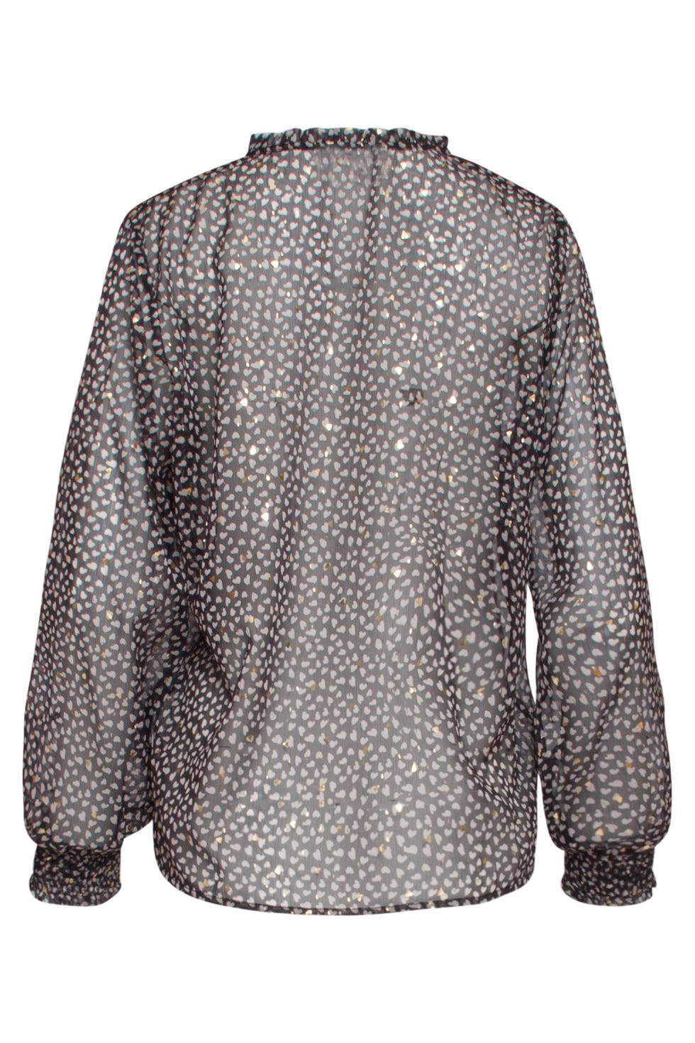 22847 Lange Mouwen Top Met Hart Print En Folie