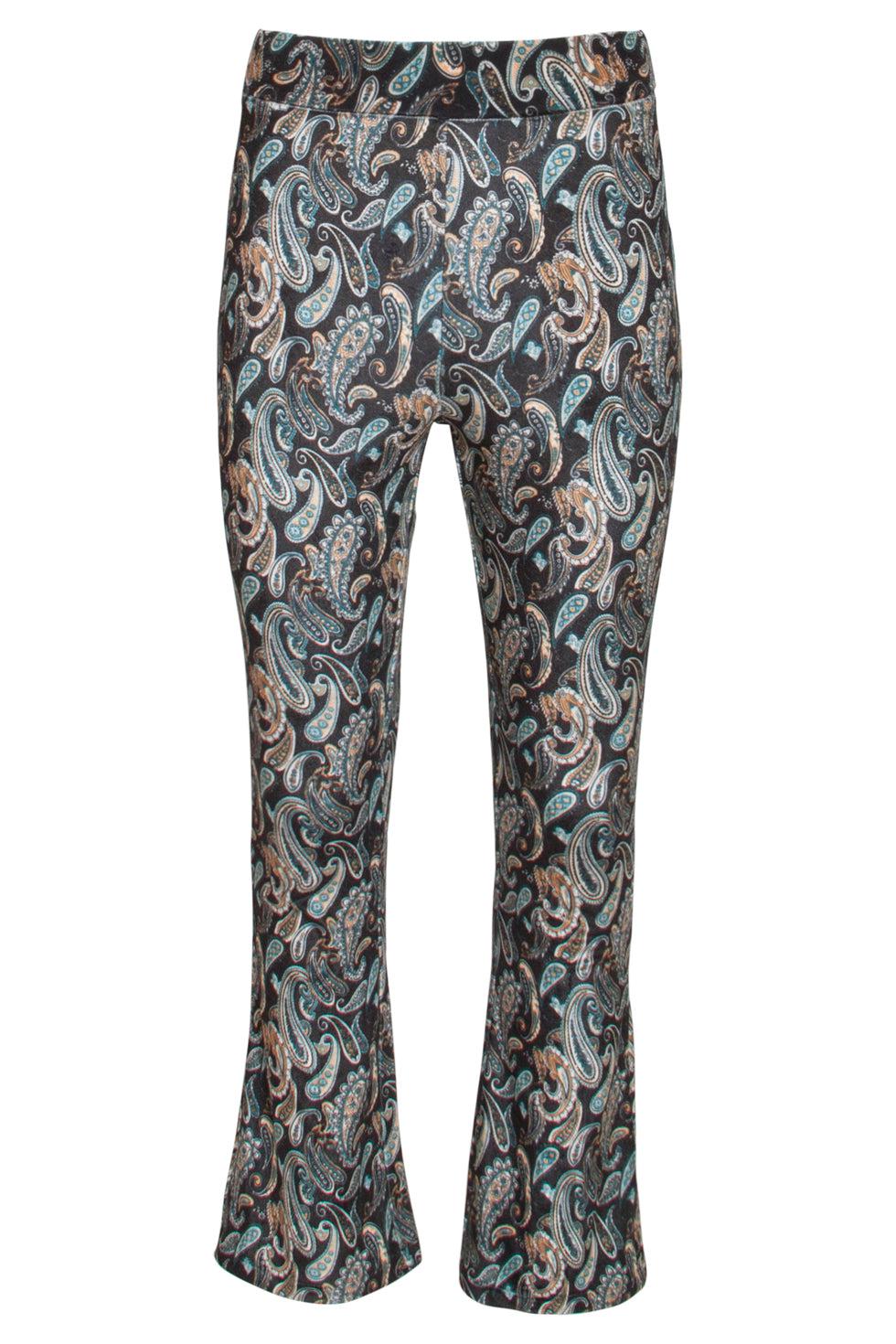 22857 Flared Stretch Broek Met Fluweel Print