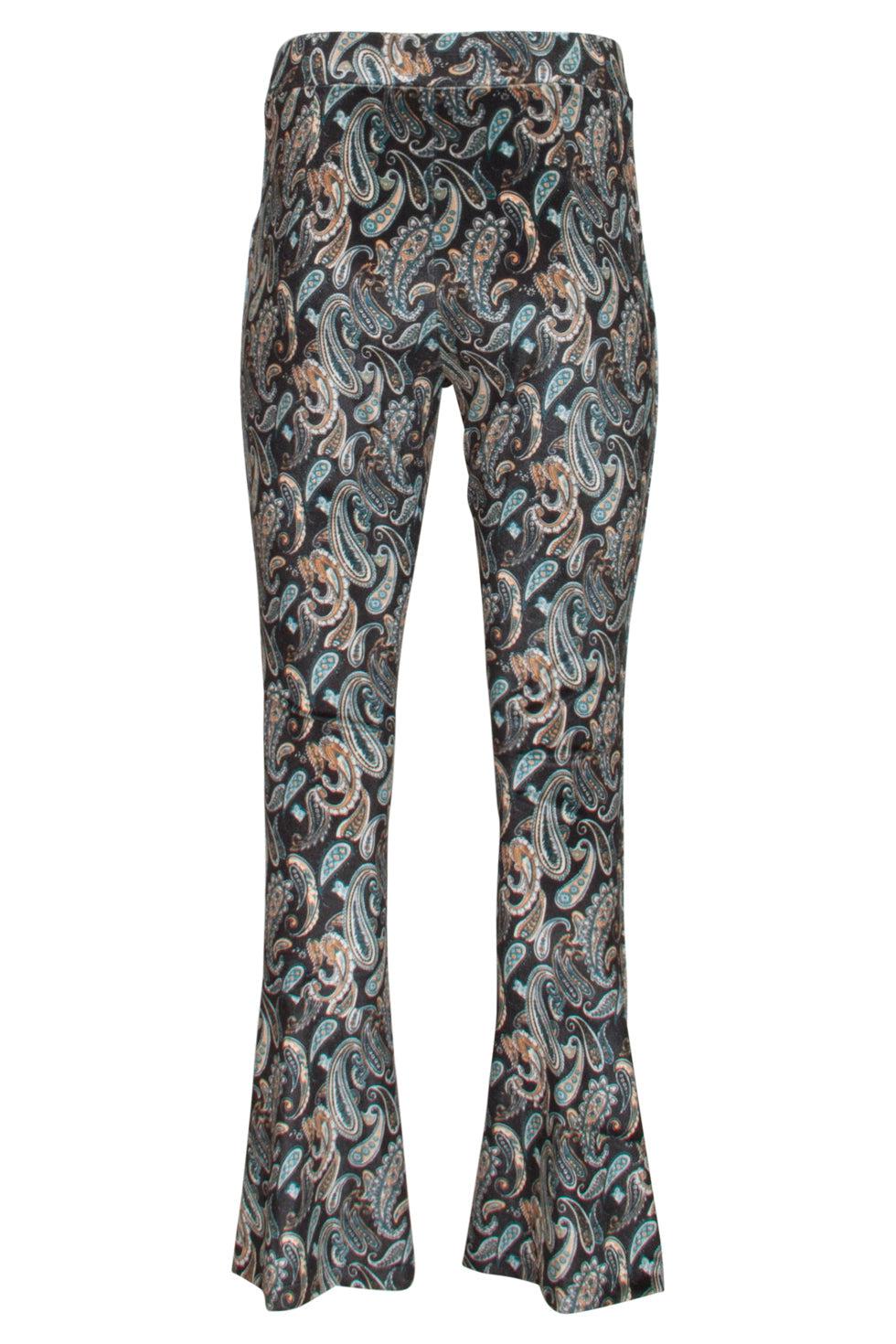 22857 Flared Stretch Broek Met Fluweel Print