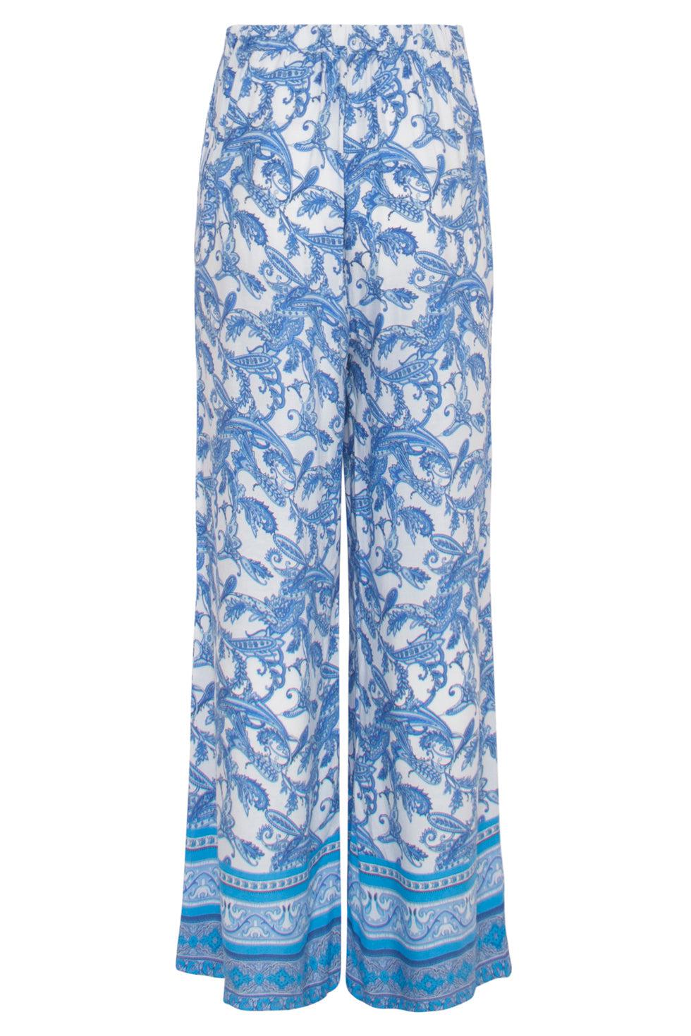 23046 Lange Damesbroek Met Hoge Taillelosse Pasvorm | Blue-White