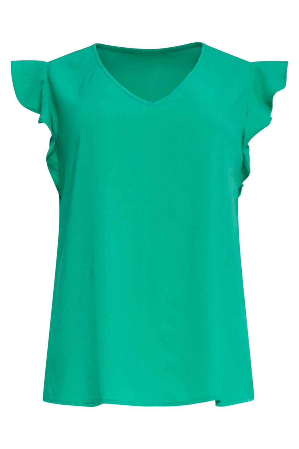 23047-530 Vrouwen Schattige Casuele V-Hals Bloesje Top | Green