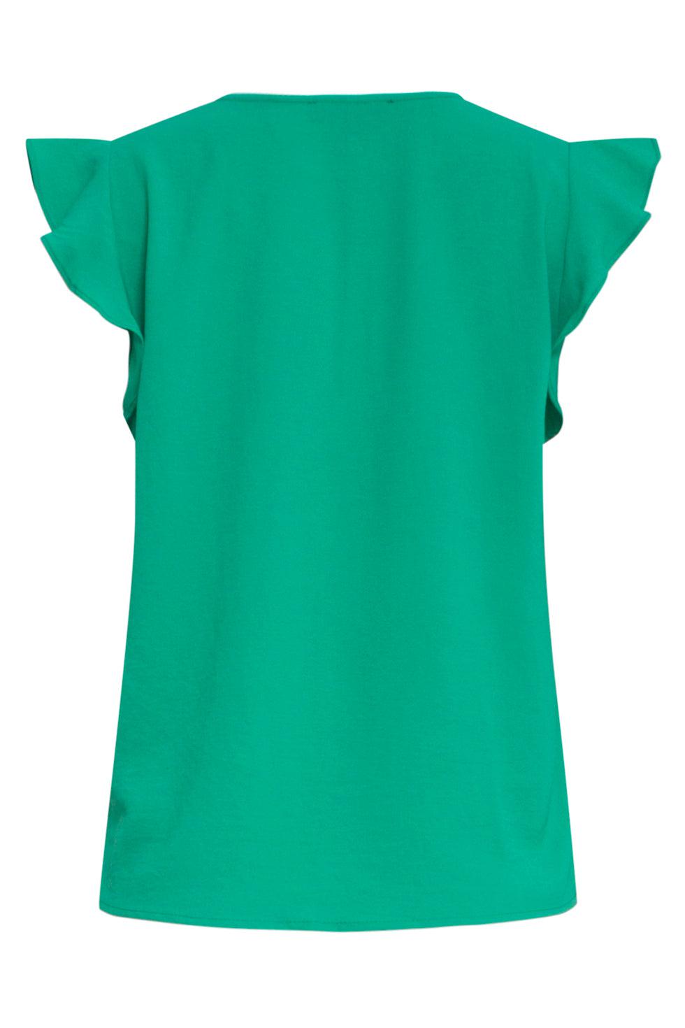23047-530 Vrouwen Schattige Casuele V-Hals Bloesje Top | Green