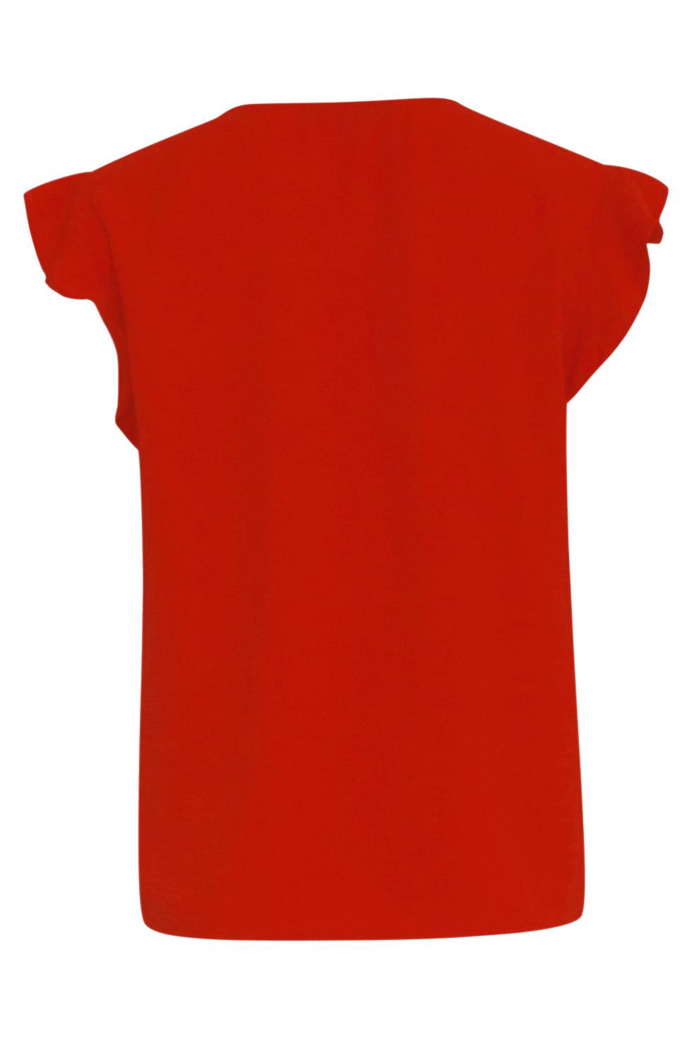 23047-743 Dames Casuele Korte Mouw V Hals Bloesje | Brique