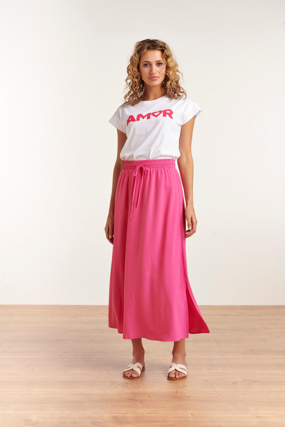 23048-420 Damesrok Met Zijsplitde | Pink