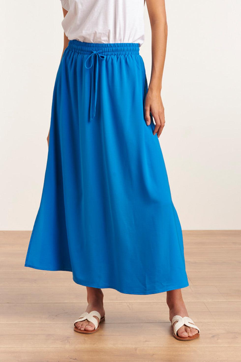 23048-625 Midi Damesrok Met Zijsplit | Blue