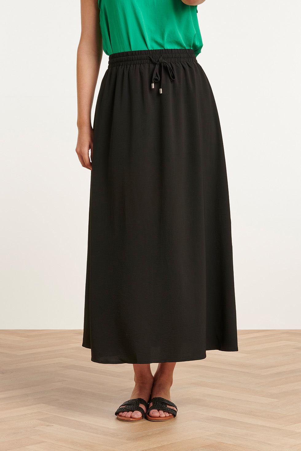23048-999 Midi Damesrok Met Zijsplit | Black
