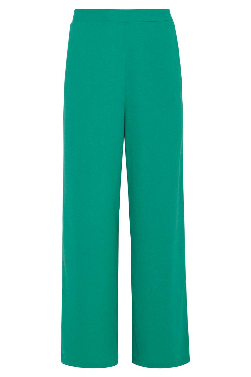 23049-530 Casual Lange Palazzo Broek Met Wijde Pijpen | Green