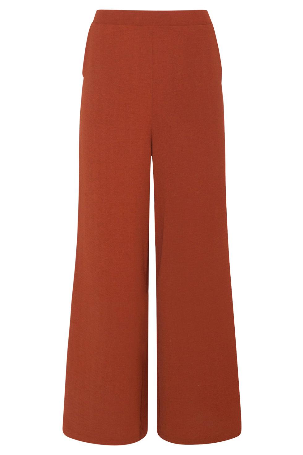 23049-740 Dames Effen Broek Met Hoge Taillecognac | Cognac